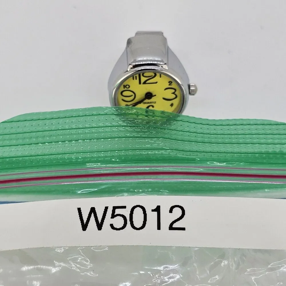 Yellow‎ Dial Ring Watch Women Analog Quartz Watch Stretch Band Finger Watch